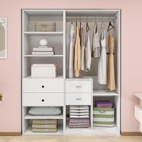 Tall Closet System with Closet Drawers,White Walk-in Closet Organizers and Storager (size: A3+302)