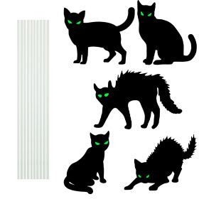 Halloween Yard Sign DecorationsGlow in the Dark Halloween Fluorescence Lawn Sign with 10 Stakes for Haunted House Garden Yard and Scary Theme Party (Type: Cat(5Pcs/Set))
