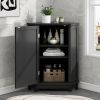 Bathroom Cabinet Triangle Corner Storage Cabinet with Adjustable Shelf Modern Style MDF Board