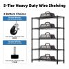 Steel Storage Shelving 5-Tier Utility Shelving Unit Steel Organizer Wire Rack with Wheels for Home,Kitchen,Office,Garage