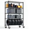 Steel Storage Shelving 5-Tier Utility Shelving Unit Steel Organizer Wire Rack with Wheels for Home,Kitchen,Office,Garage