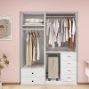 Tall Closet System with Closet Drawers,White Walk-in Closet Organizers and Storager