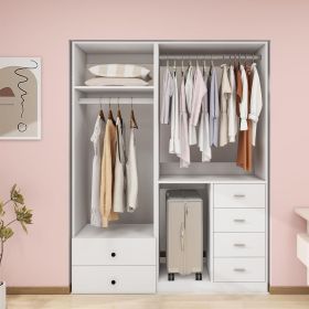 Tall Closet System with Closet Drawers,White Walk-in Closet Organizers and Storager (size: A2+304)