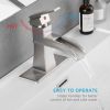Sink Faucet With Deck Plate Waterfall Brushsed with Pop Up Drain and Supply Lines Bathroom faucets for Sink 1 Hole One Handle Faucets Vanity Bath Mixe