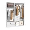 Tall Closet System with Closet Drawers,White Walk-in Closet Organizers and Storager