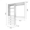 Tall Closet System with Closet Drawers,White Walk-in Closet Organizers and Storager
