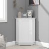Bathroom Cabinet Triangle Corner Storage Cabinet with Adjustable Shelf Modern Style MDF Board