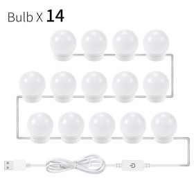 USB Touch Switch LED Mirror Light Bulb (Light color: White 14 lights, Model: USB)
