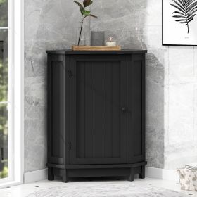 Bathroom Cabinet Triangle Corner Storage Cabinet with Adjustable Shelf Modern Style MDF Board (Material: MDF, Color: Black)