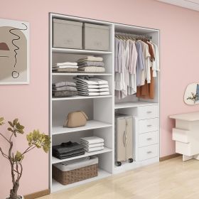 Tall Closet System with Closet Drawers,White Walk-in Closet Organizers and Storager (size: A4+304)