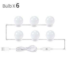 USB Touch Switch LED Mirror Light Bulb (Light color: White 6 lights, Model: USB)