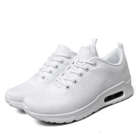 Mesh Lace Up Sneakers (Color: White, size: 8.5)