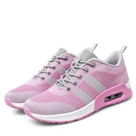 Mesh Lace Up Sneakers (Color: Pink, size: 6.5)