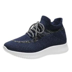 Mesh Knitted Flat Slip On Sneakers (Color: Blue, size: 6)