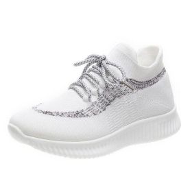 Mesh Knitted Flat Slip On Sneakers (Color: White, size: 6)