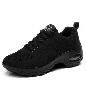 Wedge Shoes Breathable Mesh Sneakers (Color: Black, size: 7.5)