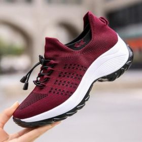Women Walking Shoes Sock Sneakers (Color: Red, size: US-6.5)